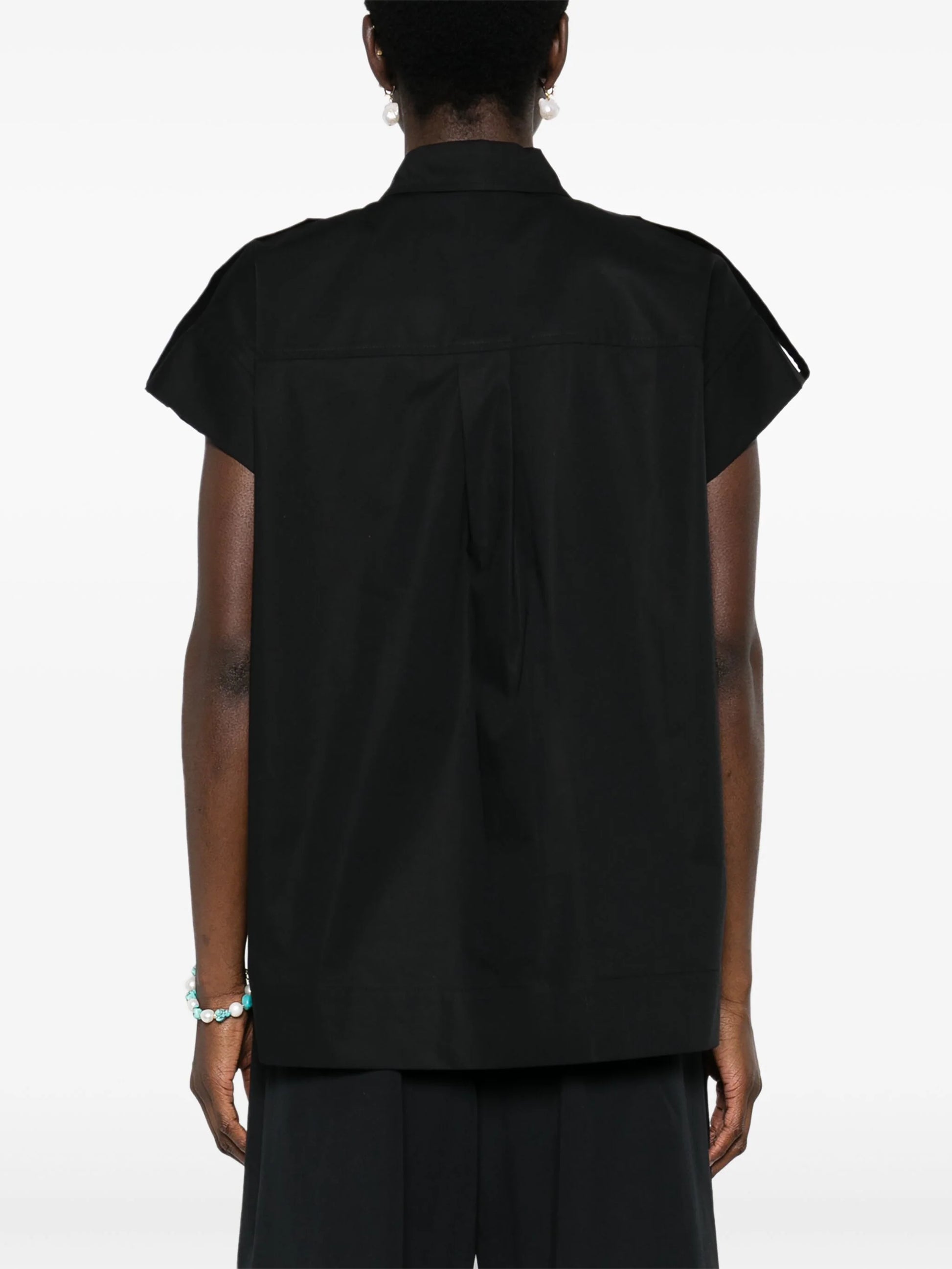 TWS-241TT2194 BLACK BUTTON BLOUSE