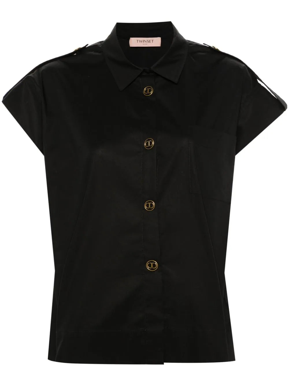 TWS-241TT2194 BLACK BUTTON BLOUSE