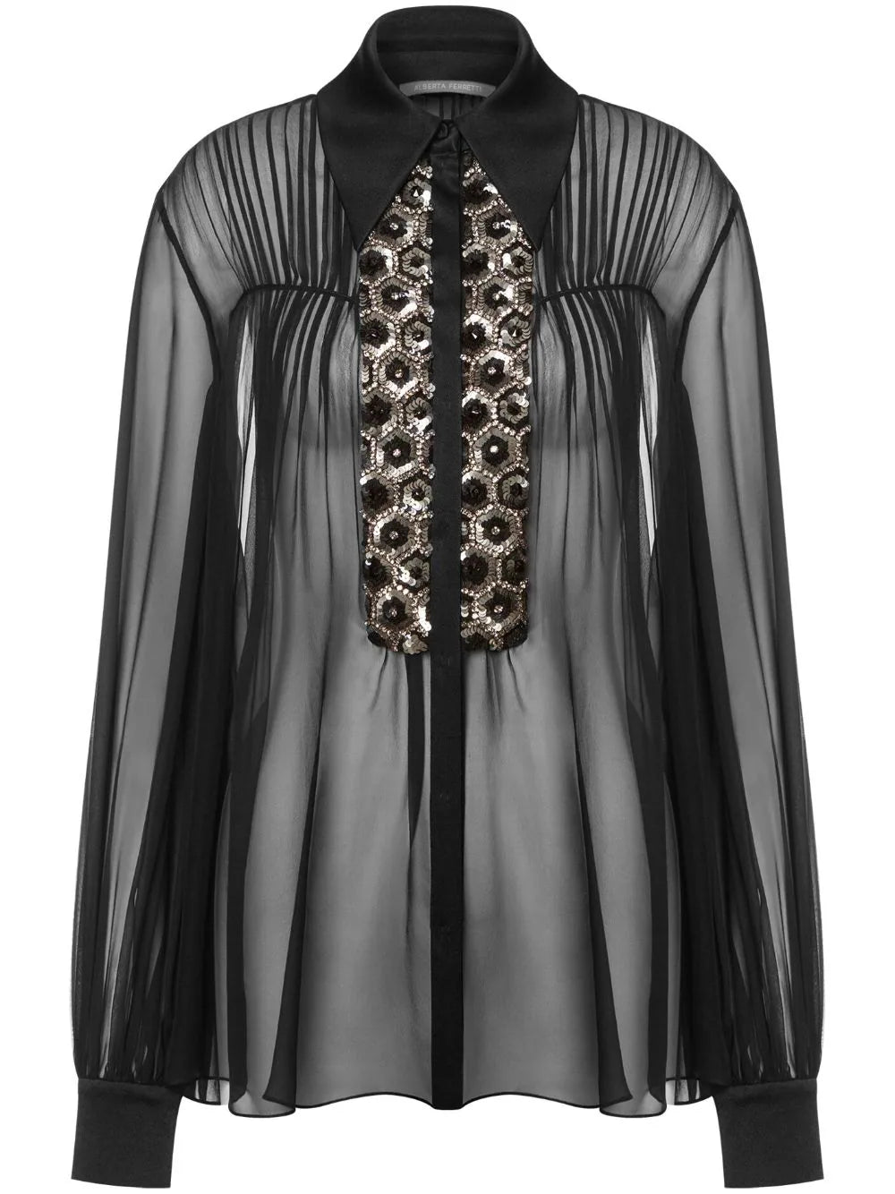 ABF-A0209 CHIFFON DIAMOND BLACK BLOUSE
