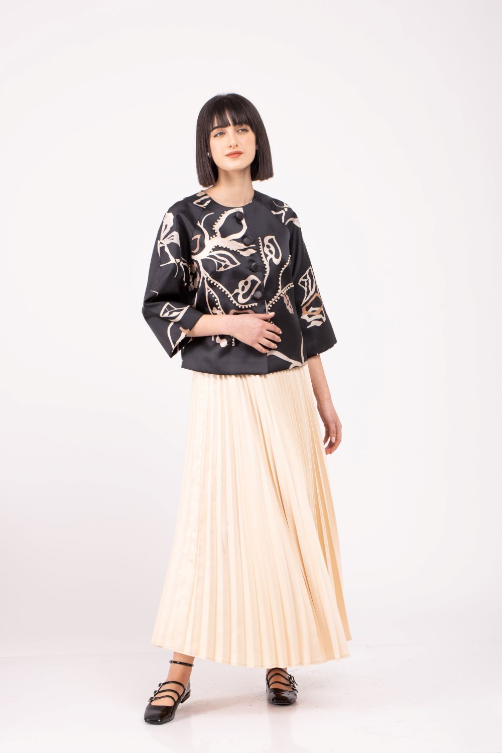 BNI-241 BLACK&BEIGE PRINT JACKET