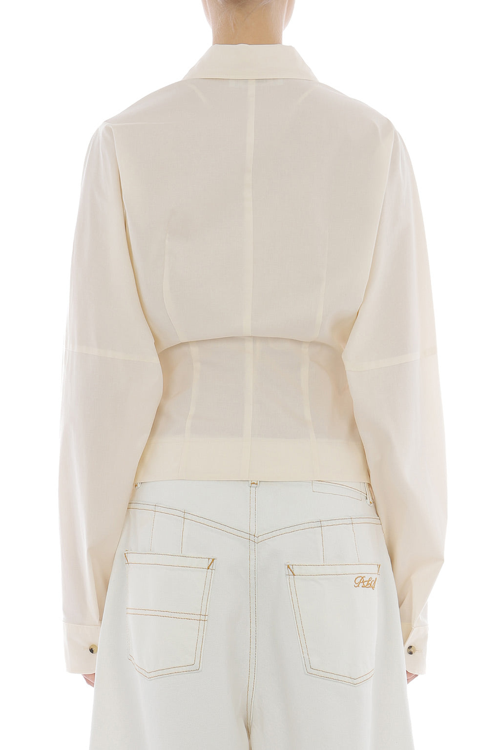 PHY-A0204 WHITE TAFFETA WRAP BLOUSE