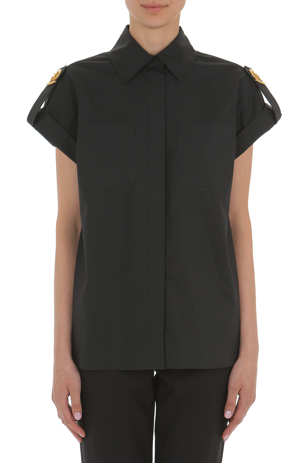 MSC-A0207 BLACK GOLD CHAIN BLOUSE