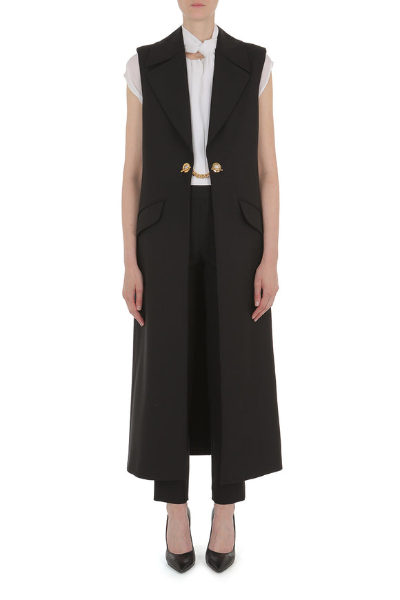 MSC-J1001 BLACK CHAIN LONG WAISTCOAT