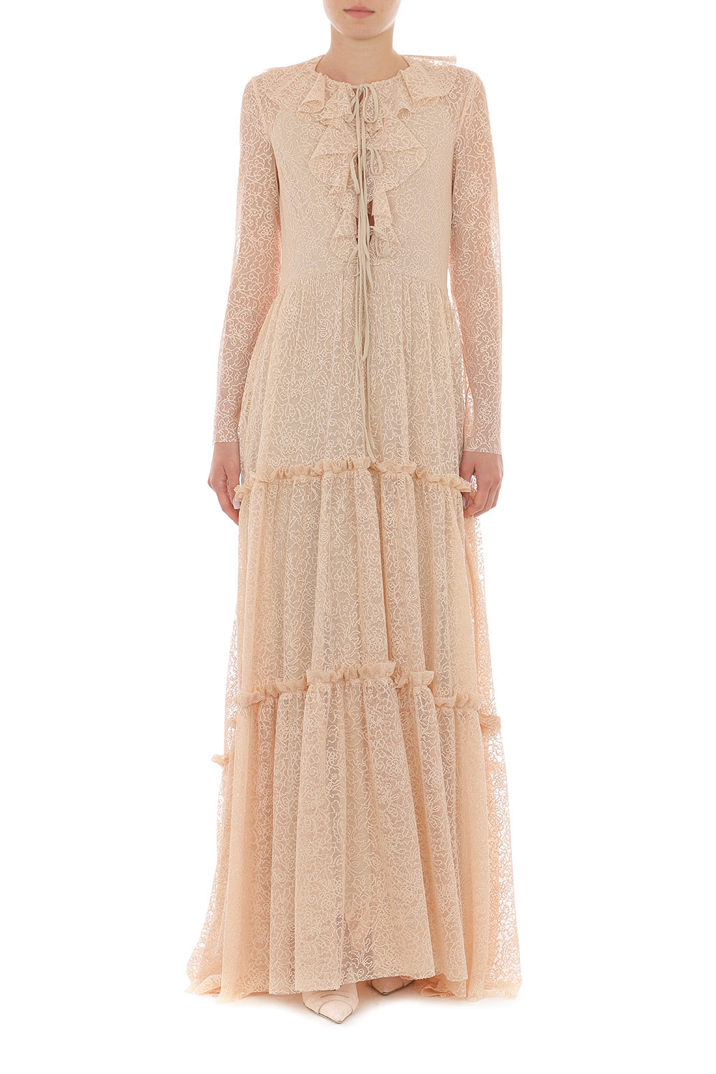 PHY-A0439 CREAM LACE GOWN