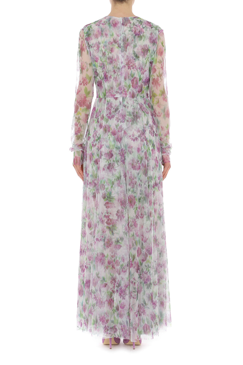 PHY-A0458 PURPLE&GREEN PRINT DRESS
