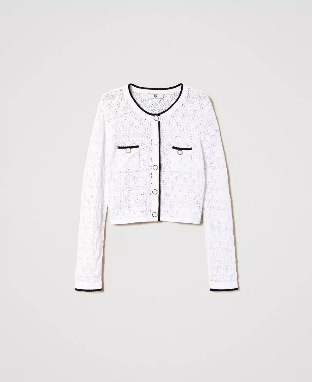 TW-241LB3FCC WHITE &BLACK CARDIGAN