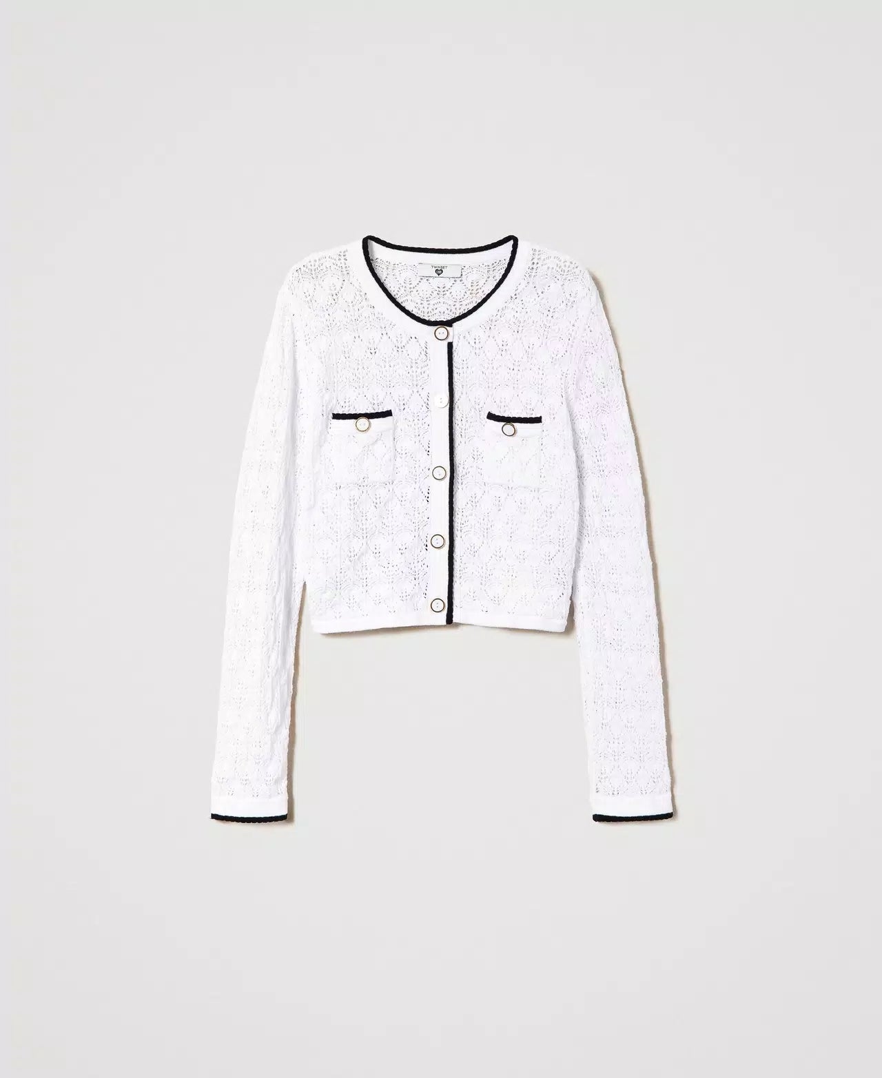TW-241LB3FCC WHITE &BLACK CARDIGAN
