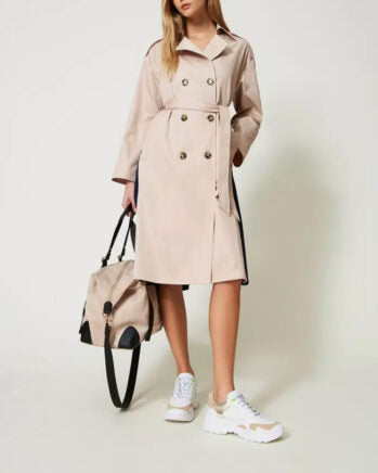 TWS-241LL2DLL BEIGE & NAVY PLEATEDCOAT
