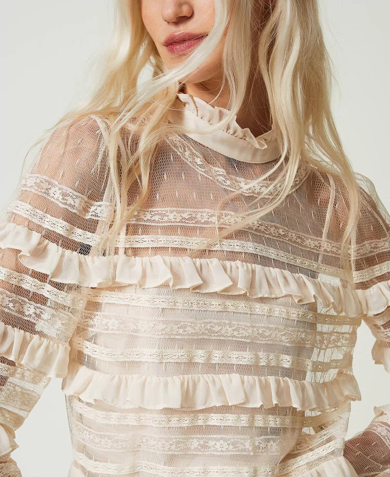 TWS-241TT2041 WHITE LACE BLOUSE