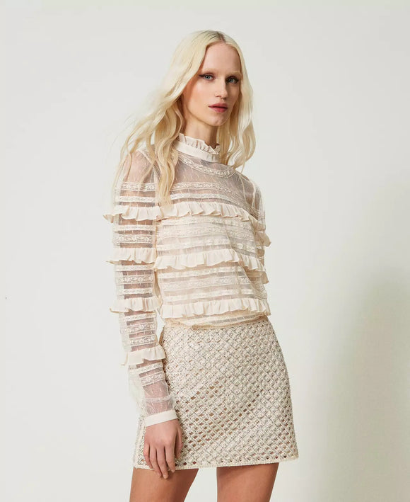 TWS-241TT2041 WHITE LACE BLOUSE
