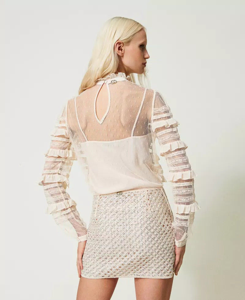 TWS-241TT2041 WHITE LACE BLOUSE