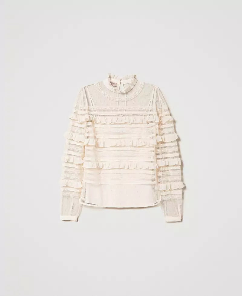 TWS-241TT2041 WHITE LACE BLOUSE
