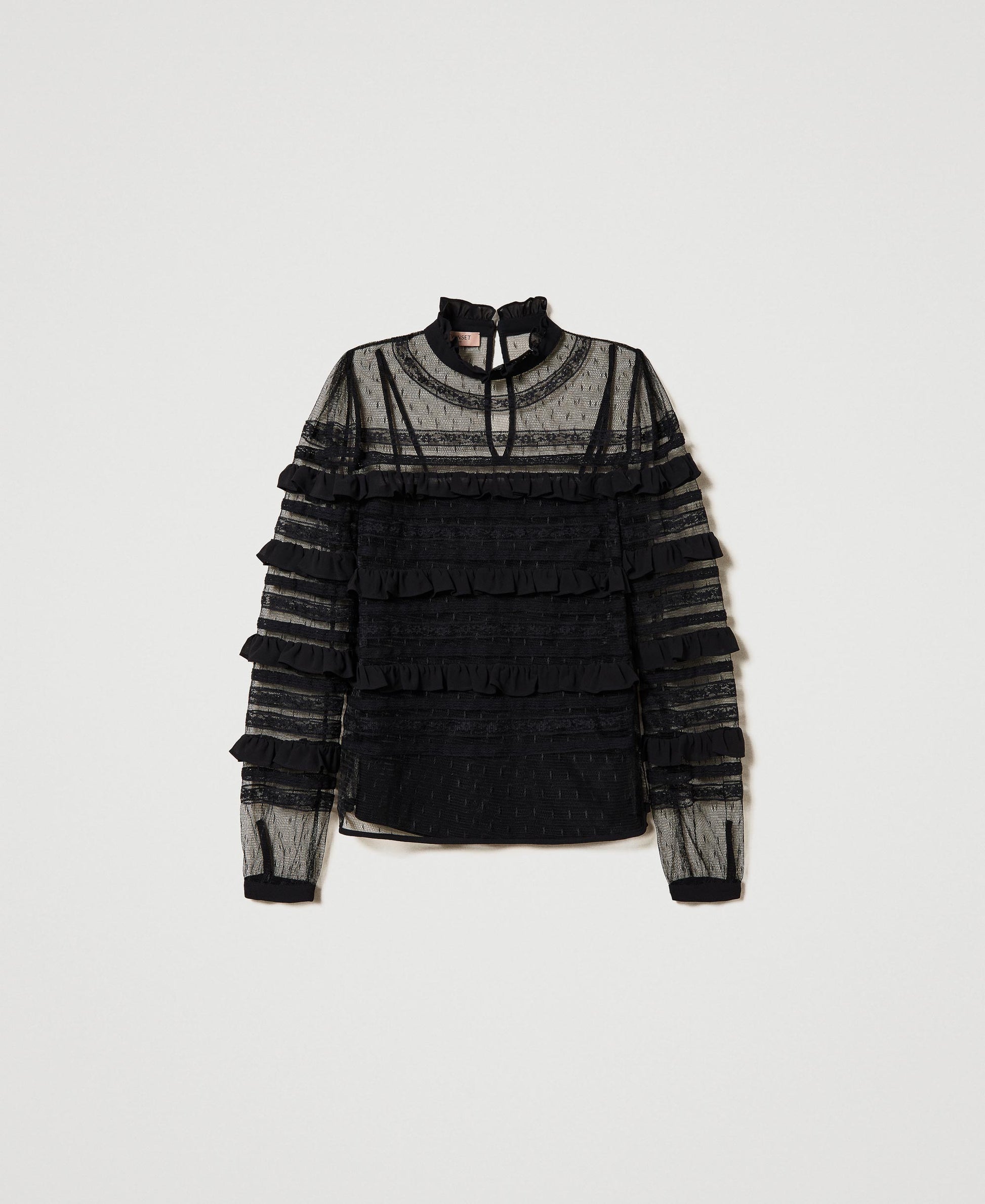 TWS-241TP2041 TWINSET WOVEN  BLOUSE IN BLACK OR IVORY
