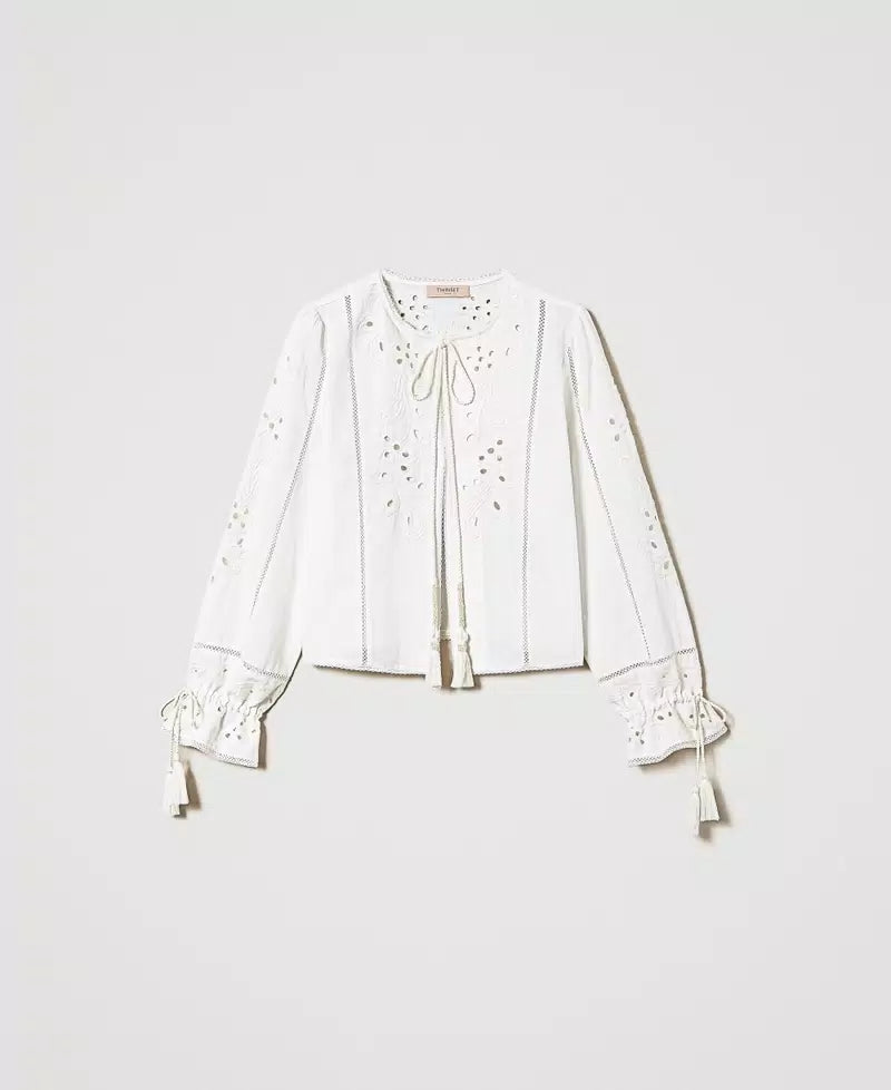 TWS-241TT2010 IVORY TASSLE TOP