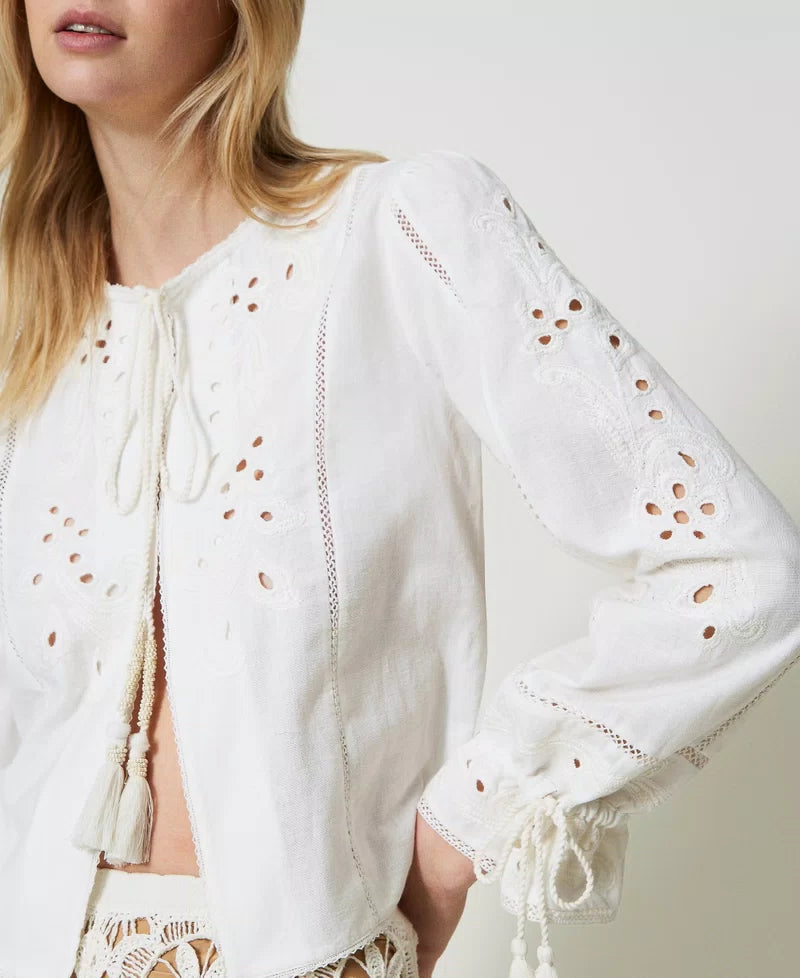 TWS-241TT2010 IVORY TASSLE TOP