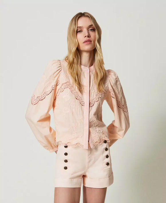 TWS-241TT2081 PINK LACE BLOUSE