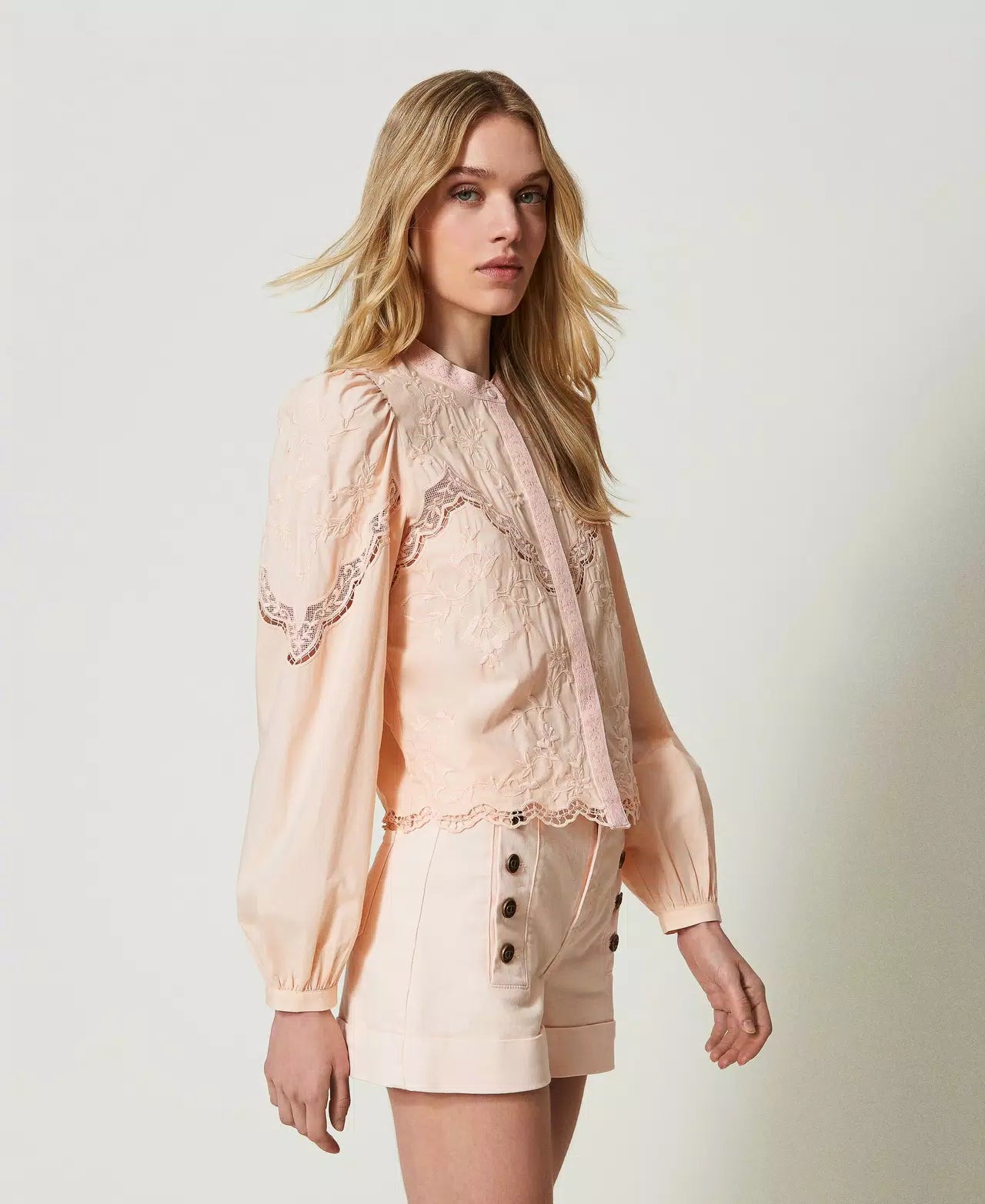 TWS-241TT2081 PINK LACE BLOUSE