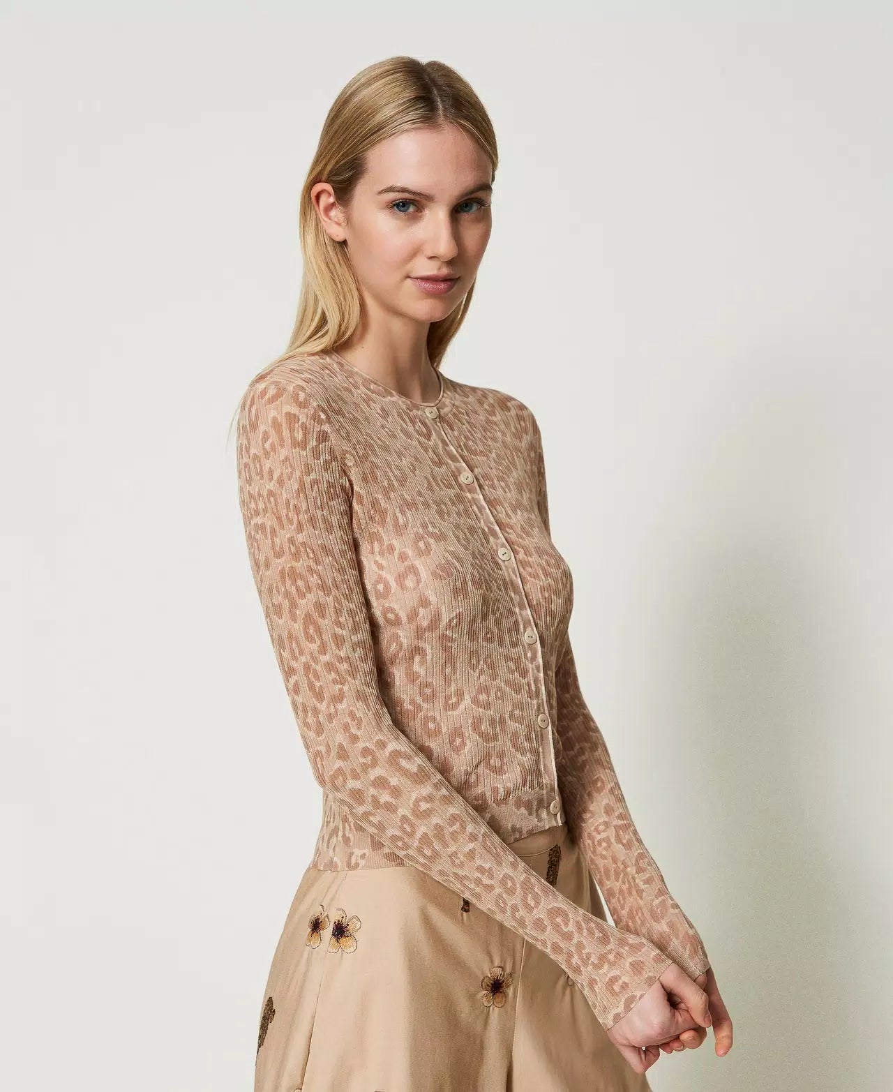 TWS-241TT3260 PRINT KNITTED CARDIGAN