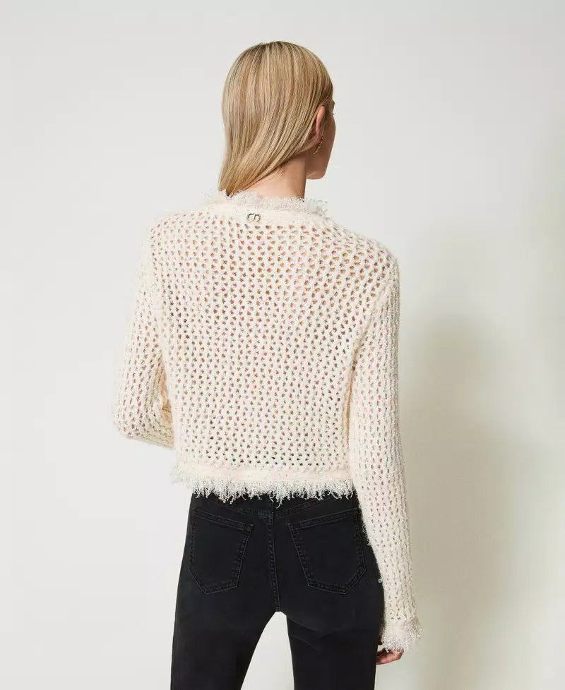 TWS-242TP3770 OLD WHITE KNITTED TOP