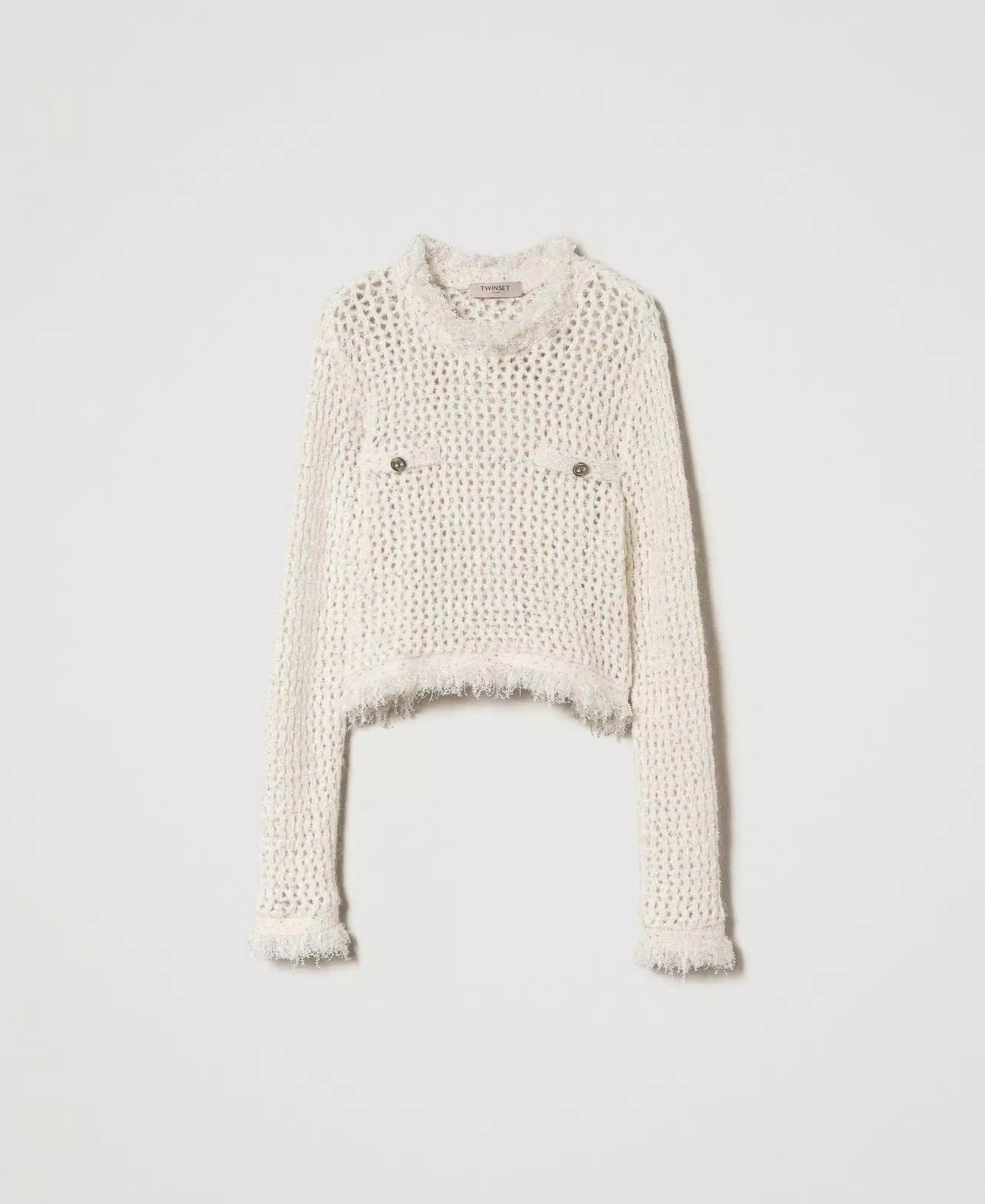 TWS-242TP3770 OLD WHITE KNITTED TOP