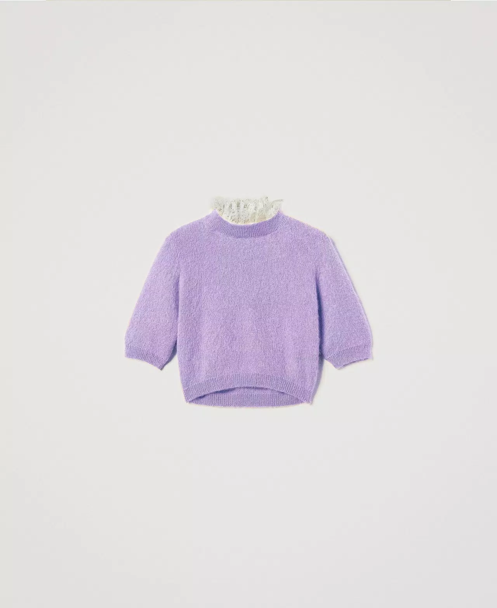 TWS-242TS3270 LAVENDER KNIT COLLAR TOP