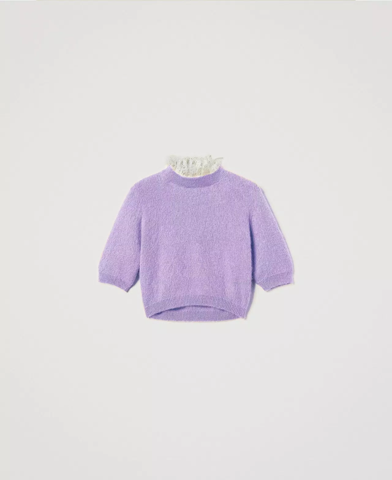 TWS-242TS3270 LAVENDER KNIT COLLAR TOP