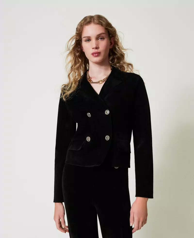 TWS-242TT3230 BLACK KNIT BLAZER