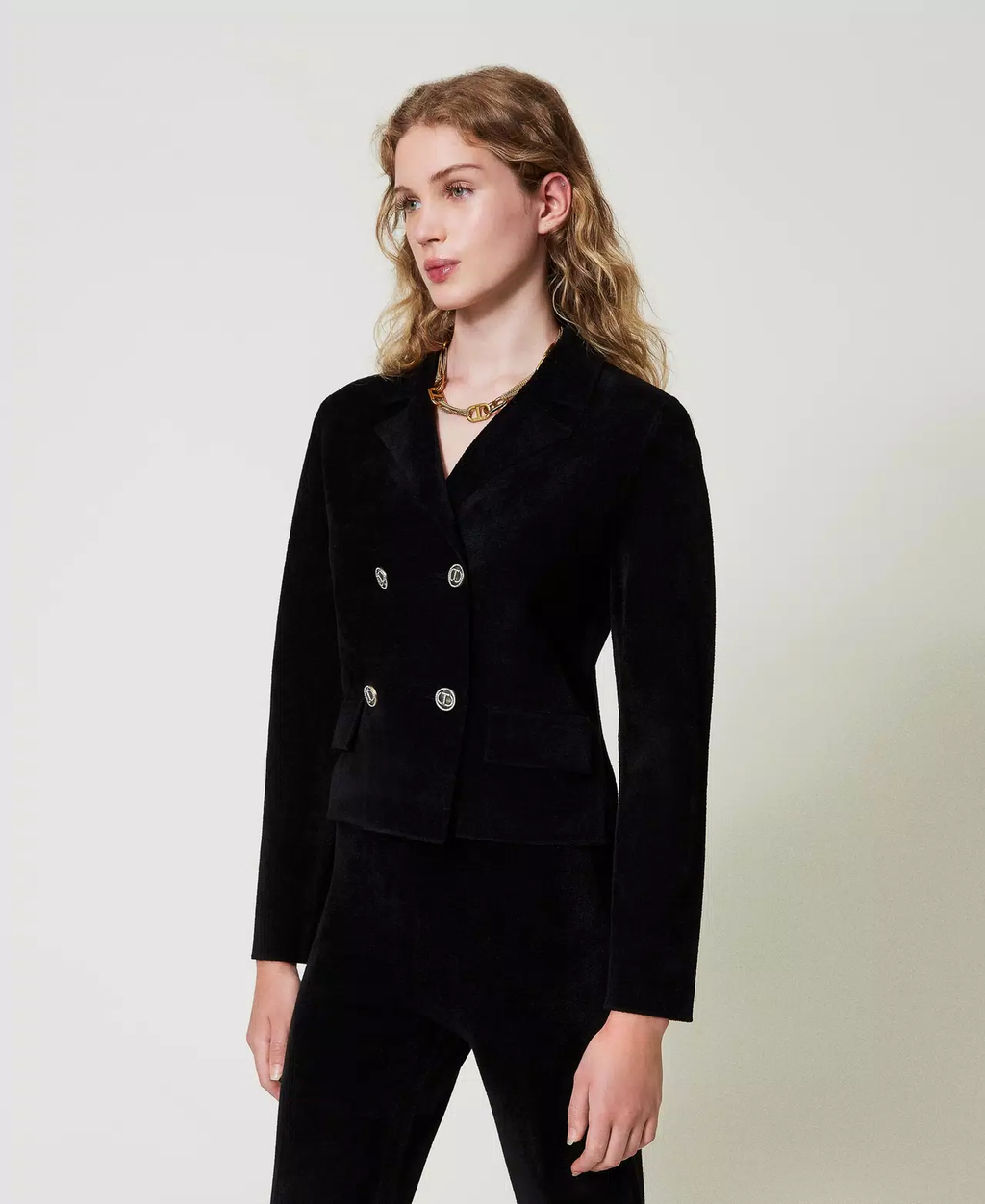 TWS-242TT3230 BLACK KNIT BLAZER