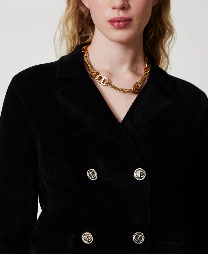 TWS-242TT3230 BLACK KNIT BLAZER