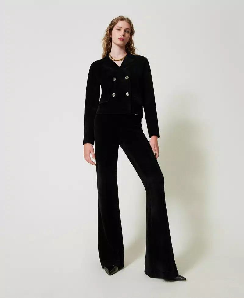 TWS-242TT3230 BLACK KNIT BLAZER