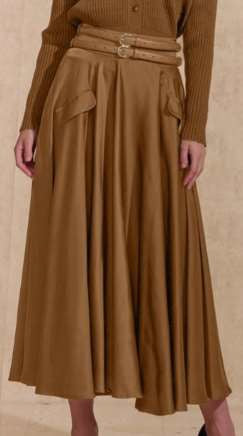 ROP-RPW2502 GREEN SATIN DOUBLE FABRIC BELT SKIRT X