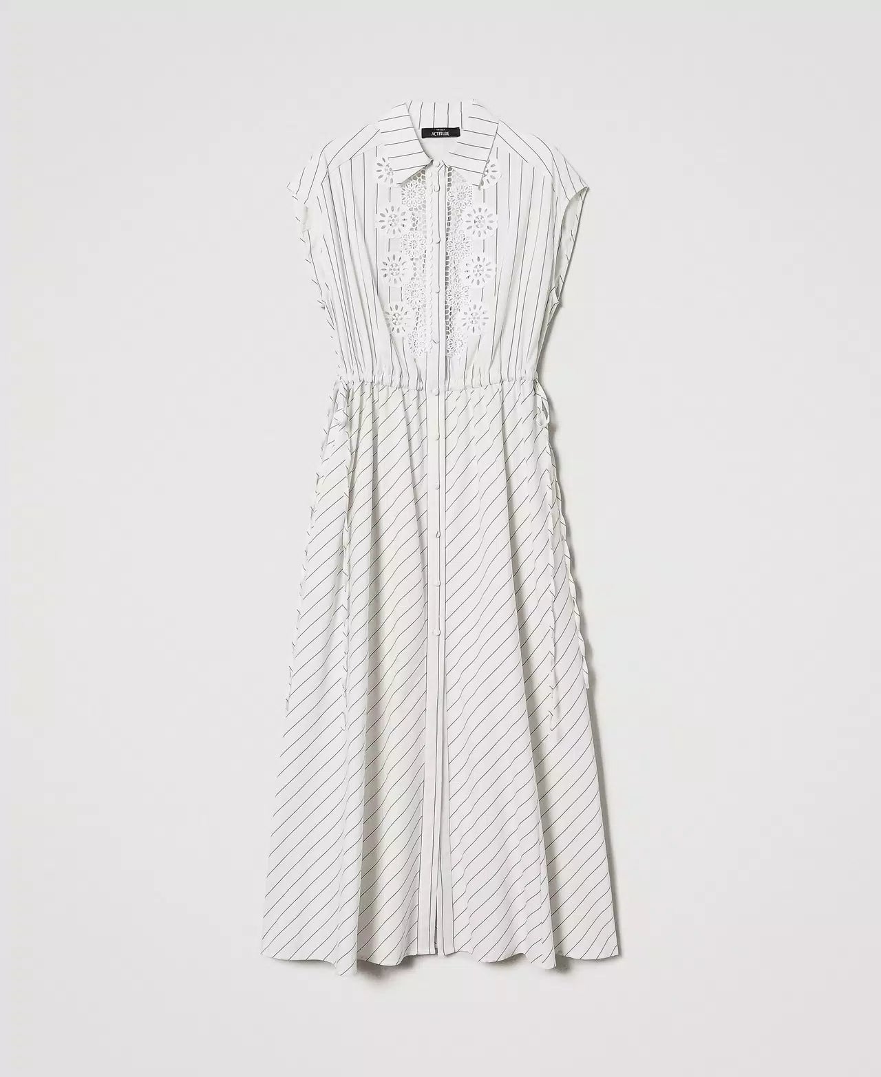 TWS-251AP2486 IVORY STRIPED POPLIN DRESS