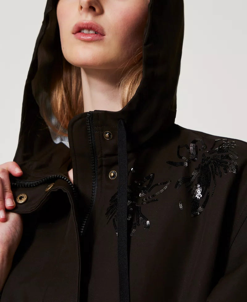 TWS-251TE2181 BLACK DRAWSTRING JACKET