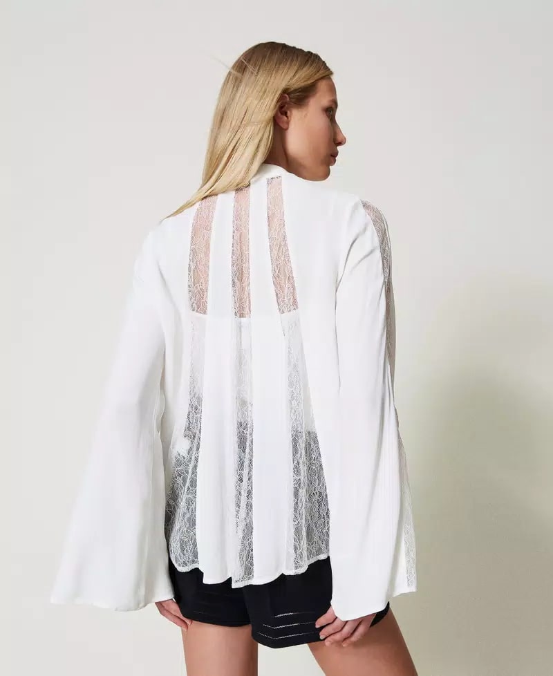 TWS-251TP2413 WHITE BOW BLOUSE