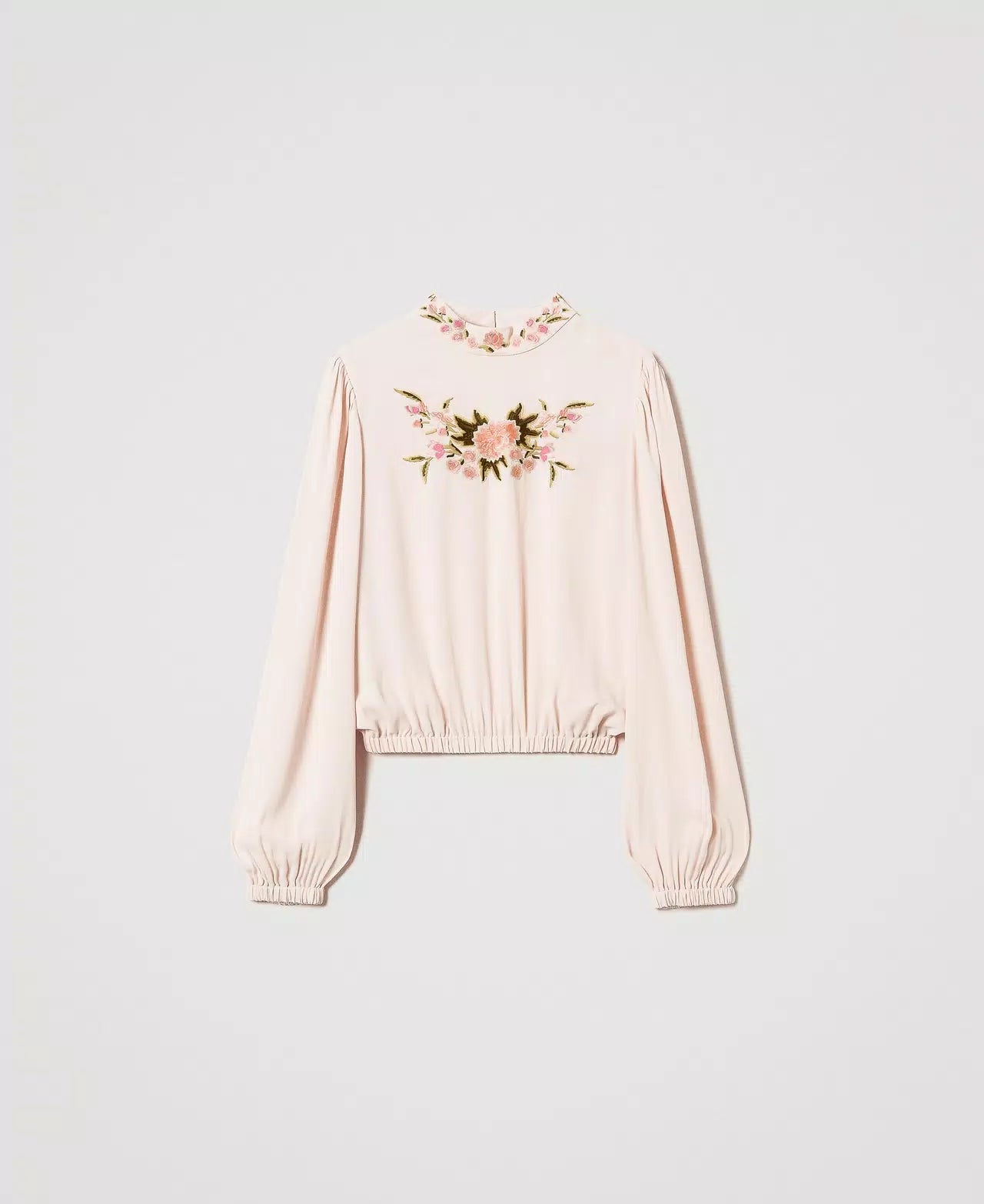 TWS-251TP2472 BEIGE FLORAL EMBROIDERY BLOUSE