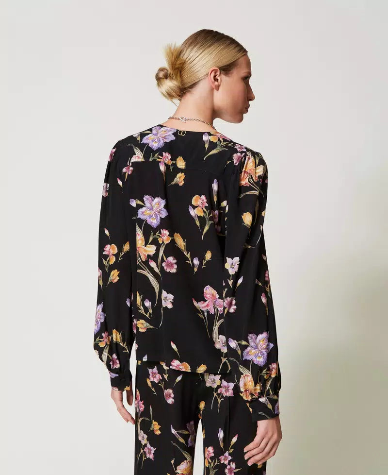 TWS-251TP2774 BLACK FLORAL BLOUSE