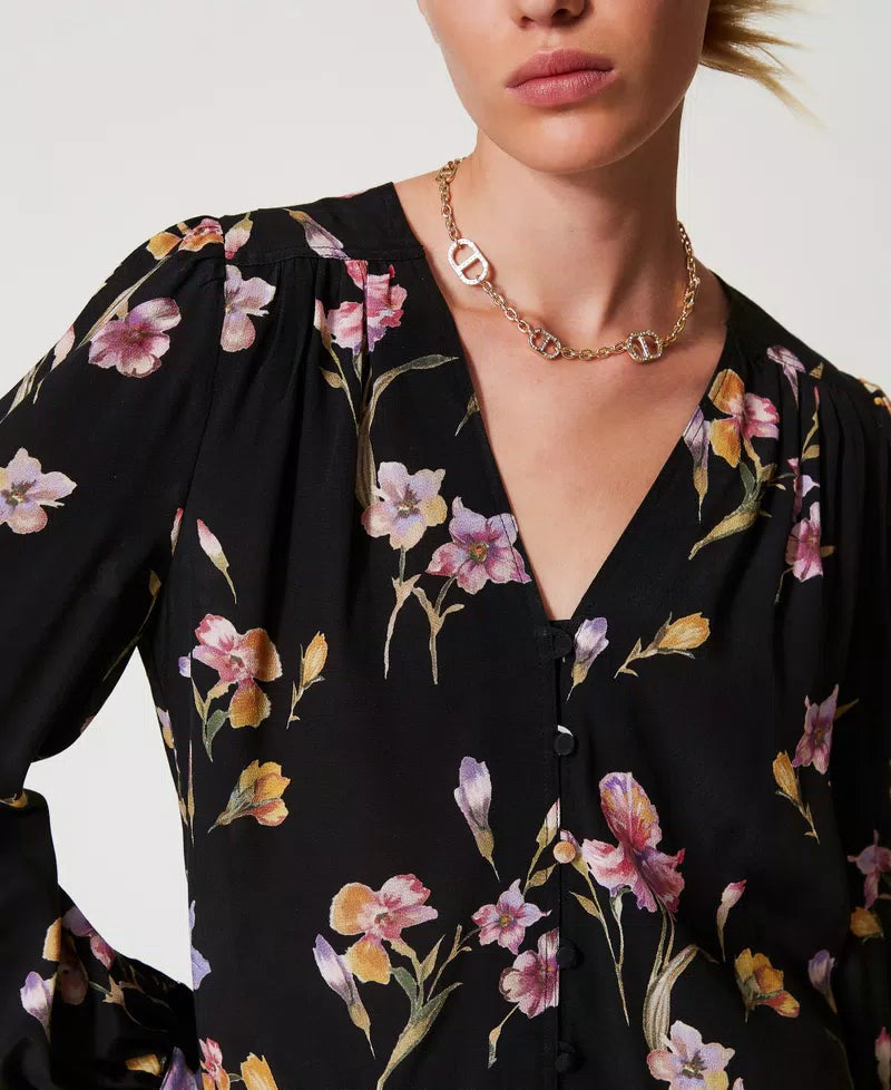 TWS-251TP2774 BLACK FLORAL BLOUSE