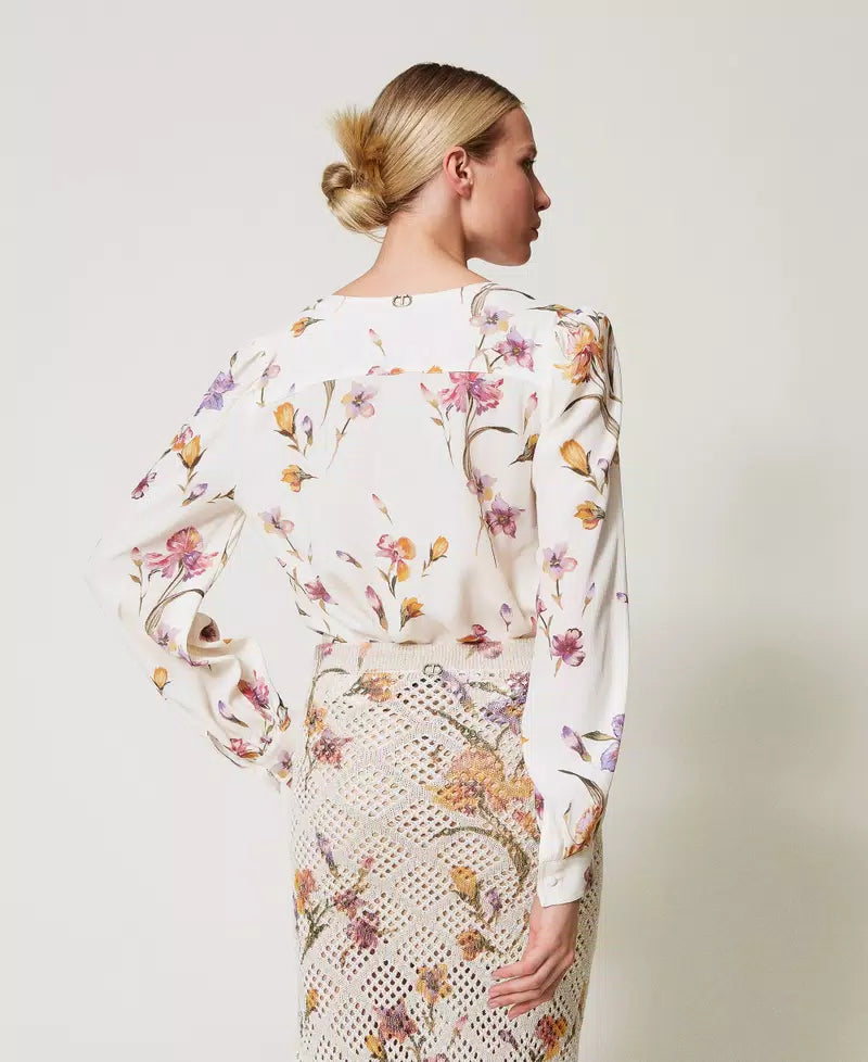 TWS-251TP2774 IVORY FLORAL BLOUSE
