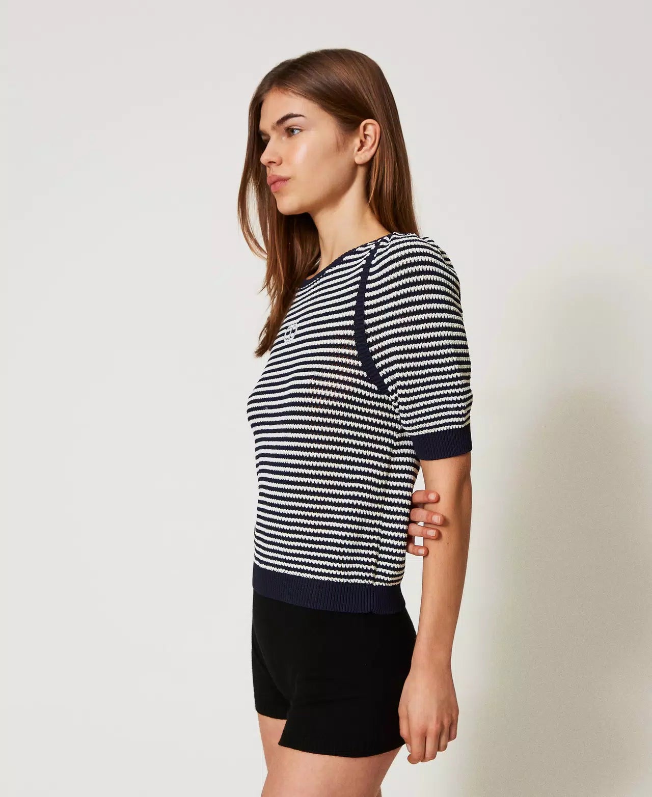 TWS-251TP3323 BLUE&WHITE STRIPED LOGO TOP