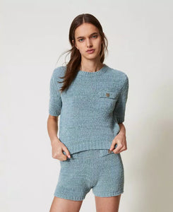 TWS-251TP3440 AQUA KNITTED TOP