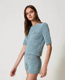 TWS-251TP3440 AQUA KNITTED TOP