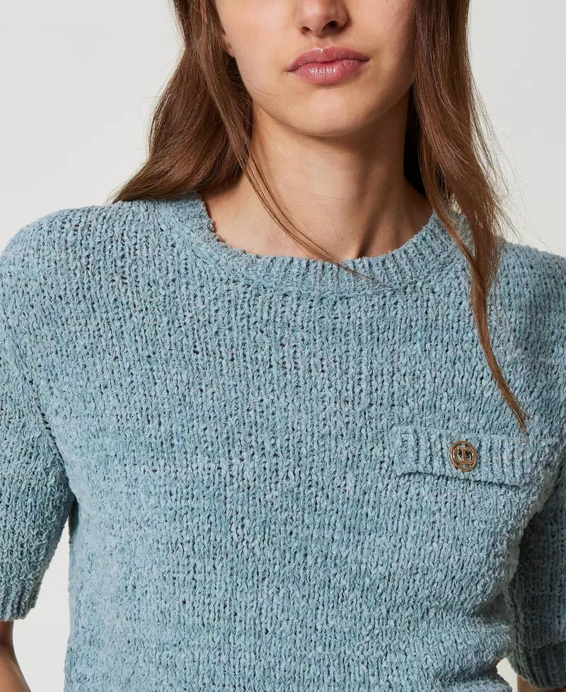 TWS-251TP3440 AQUA KNITTED TOP