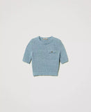 TWS-251TP3440 AQUA KNITTED TOP