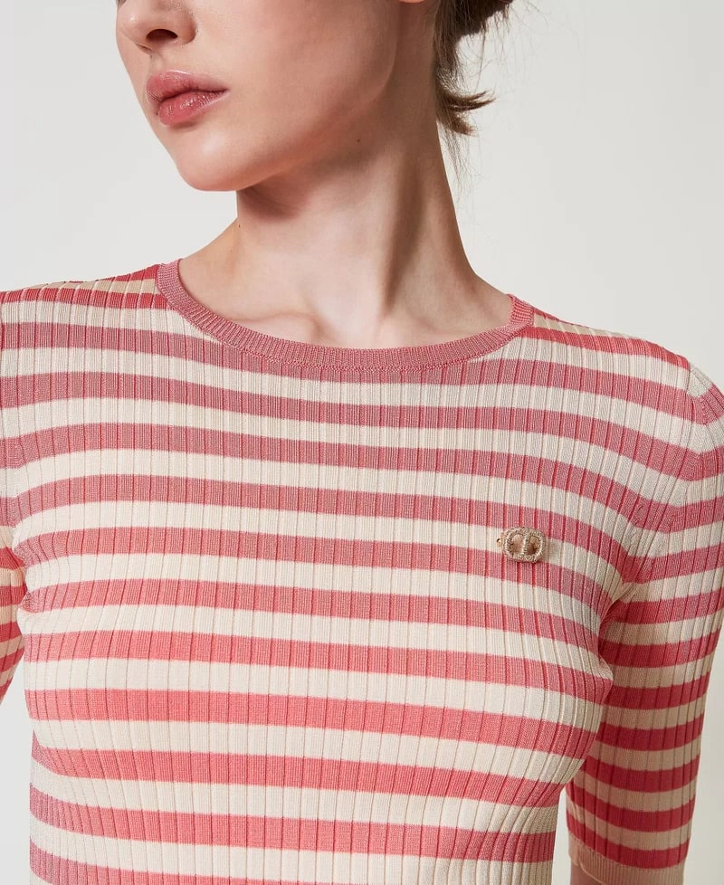 TWS-251TP3470 PINK STRIPED TOP