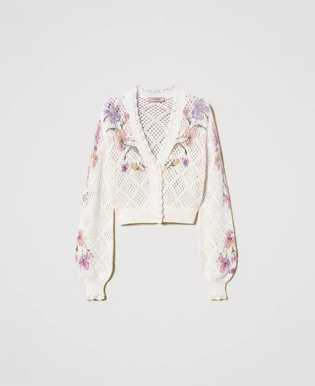 TWS-251TP3640 IVORY CROP FLORAL CARDIGAN