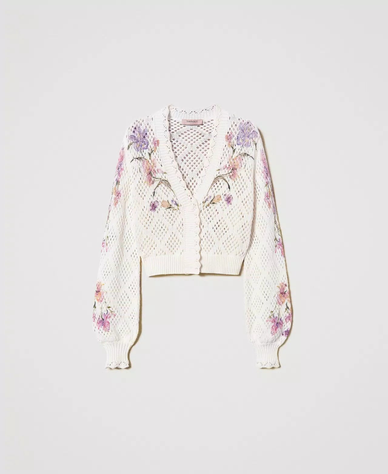 TWS-251TP3640 IVORY CROP FLORAL CARDIGAN