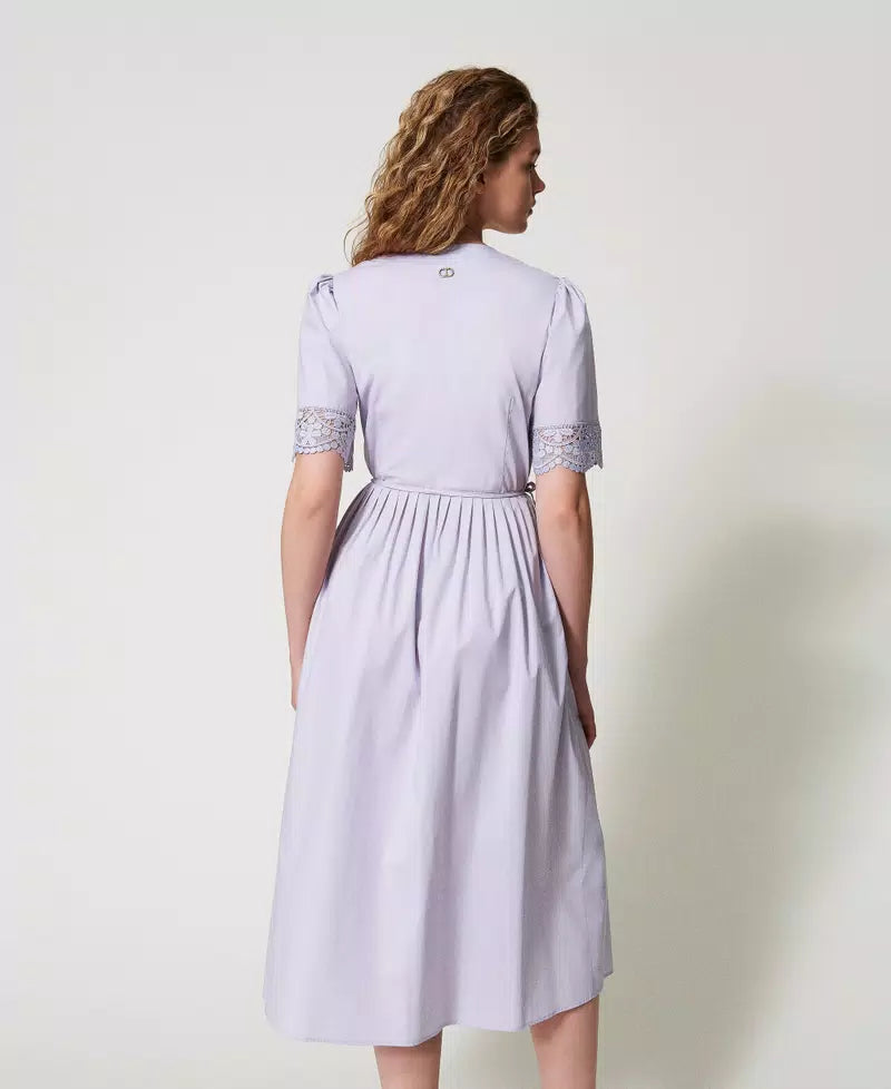 TWS-251TT2091 LILAC LACE SLEEVES WRAP DRESS