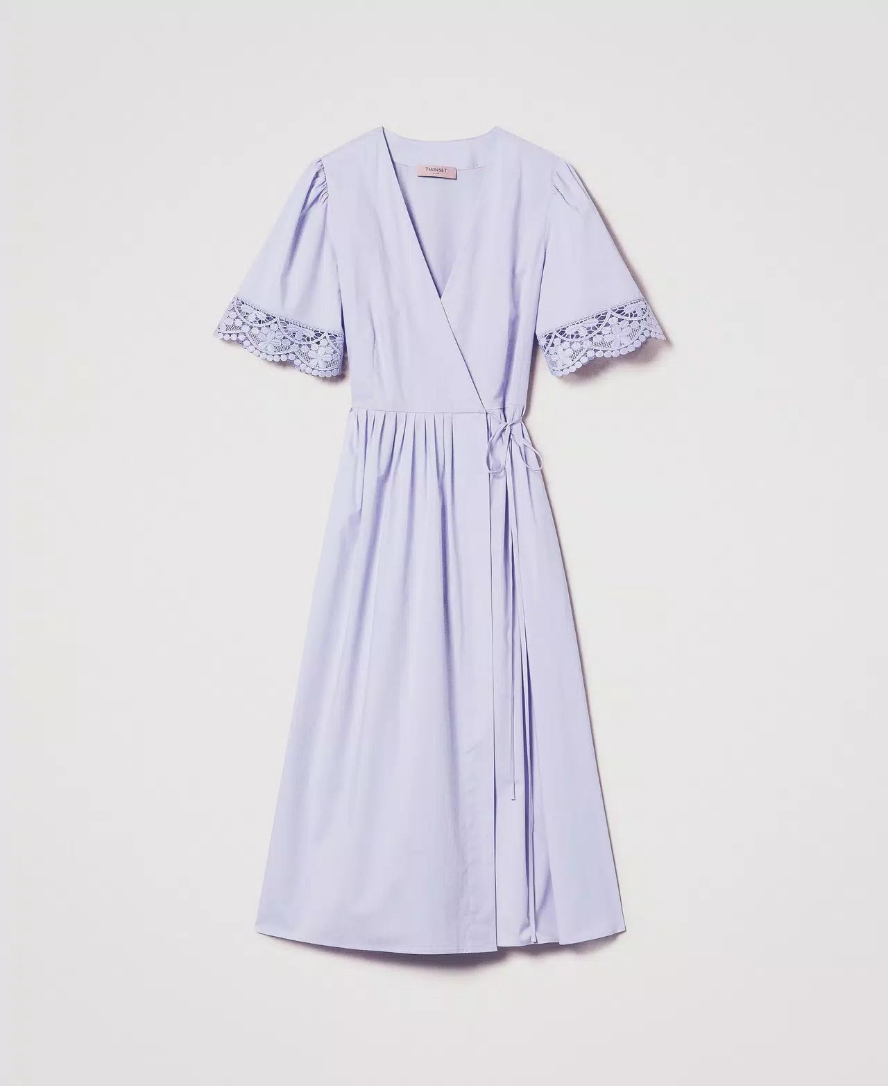 TWS-251TT2091 LILAC LACE SLEEVES WRAP DRESS