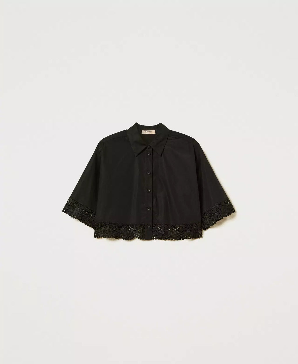 TWS-251TT2093 BLACK LACE TRIM BLOUSE