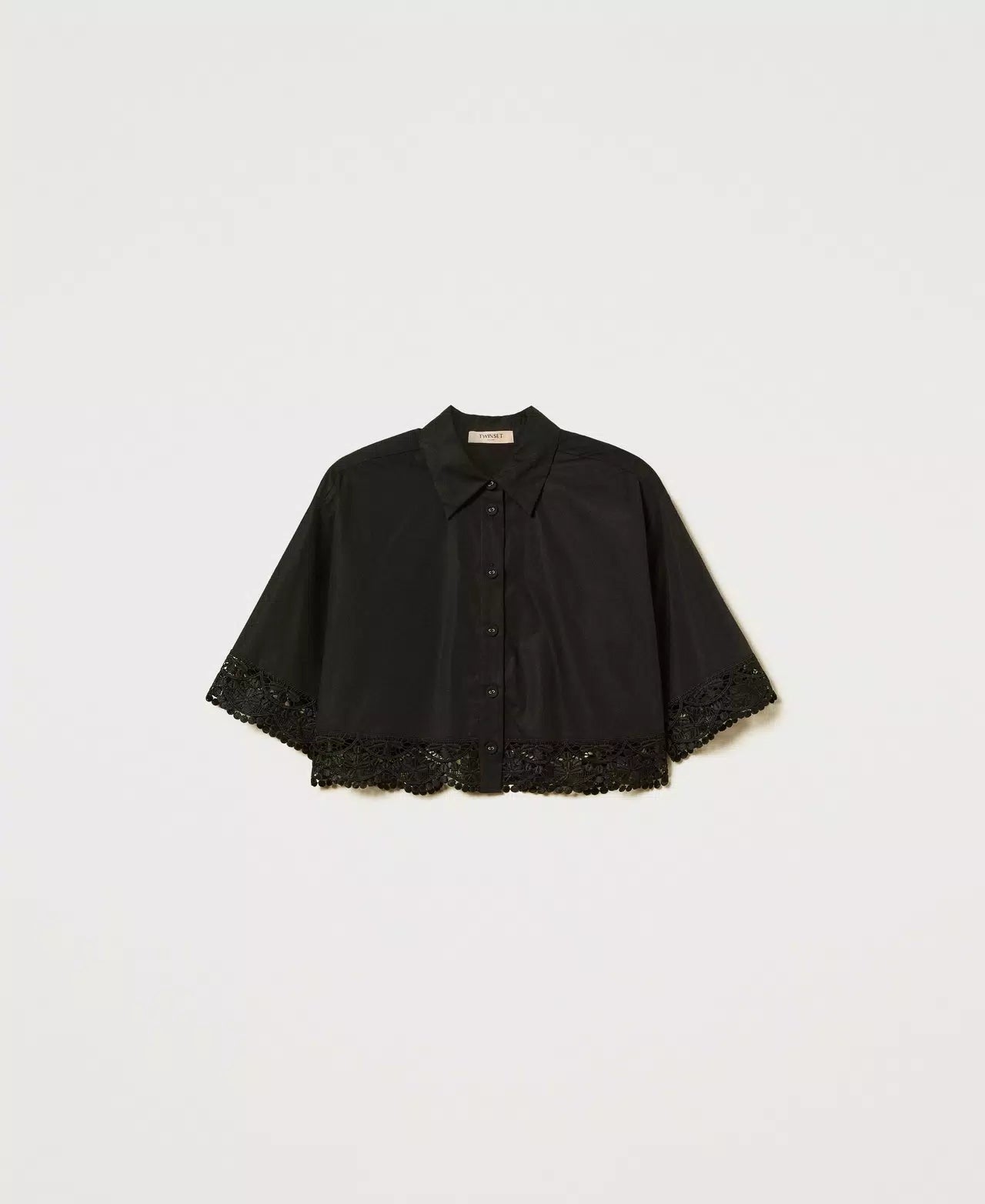 TWS-251TT2093 BLACK LACE TRIM BLOUSE